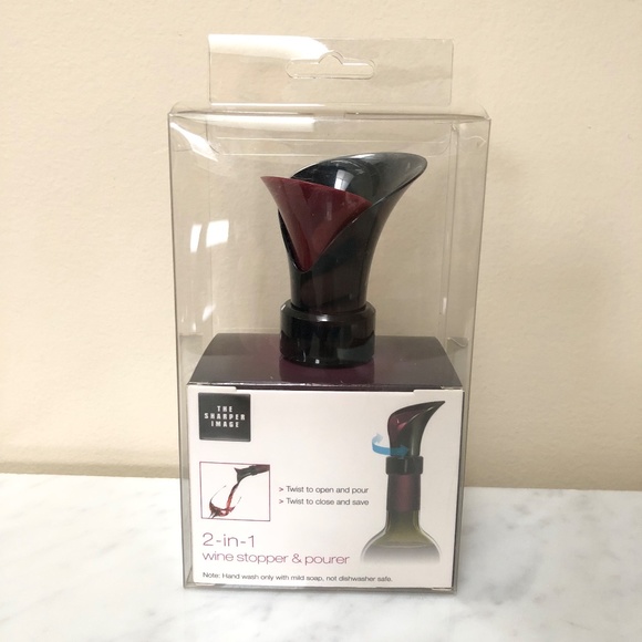(New) The Sharper Image 2-In-1 Wine Stopper & Pourer Model WSI-ST50 - Picture 1 of 4